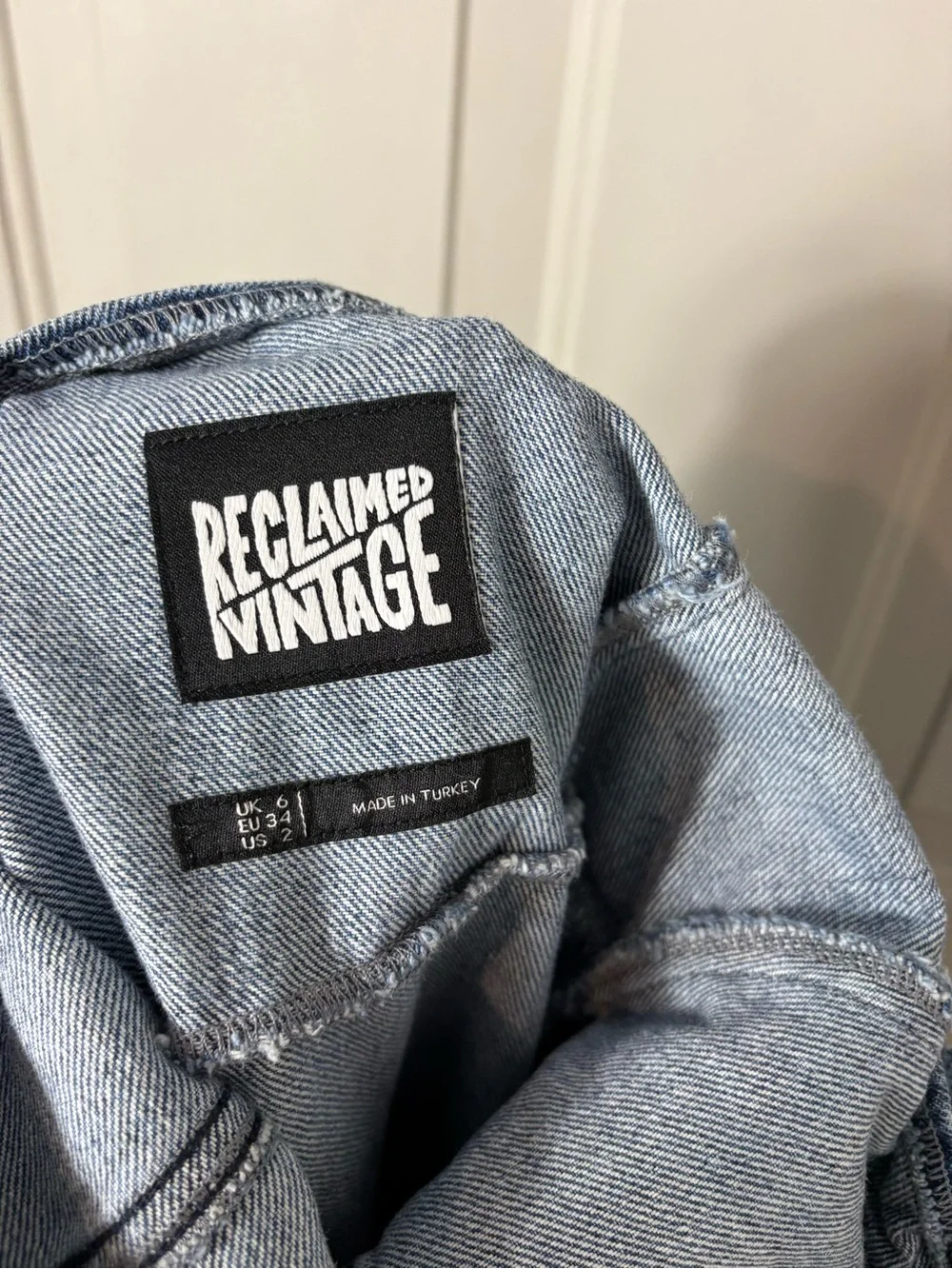 ASOS Reclaimed Vintage 100% Cotton Puff Sleeves Denim Shirt Midi Dress size 2